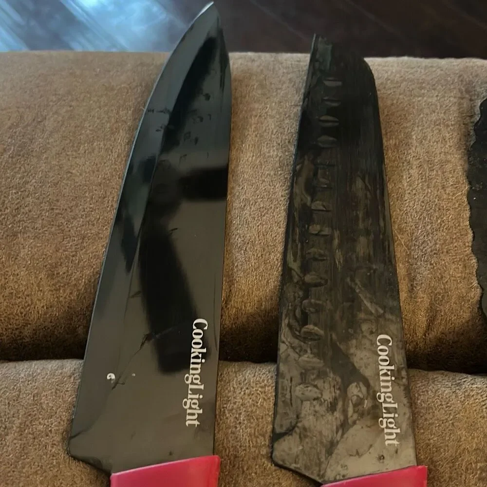Set of‎ Six Cooking Light Knives with a Kleva Sharp Knife Sharpener. Red.